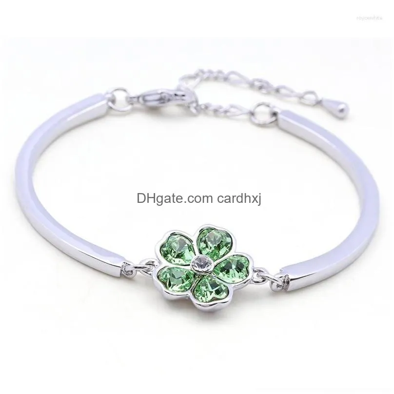 Bangle Bn-00058 Crystal Flower Cuff Bracelets Sier Plated Jewlery For Women Accessories Cute Bracelet Graduation 2023 Drop Delivery Dhcbu