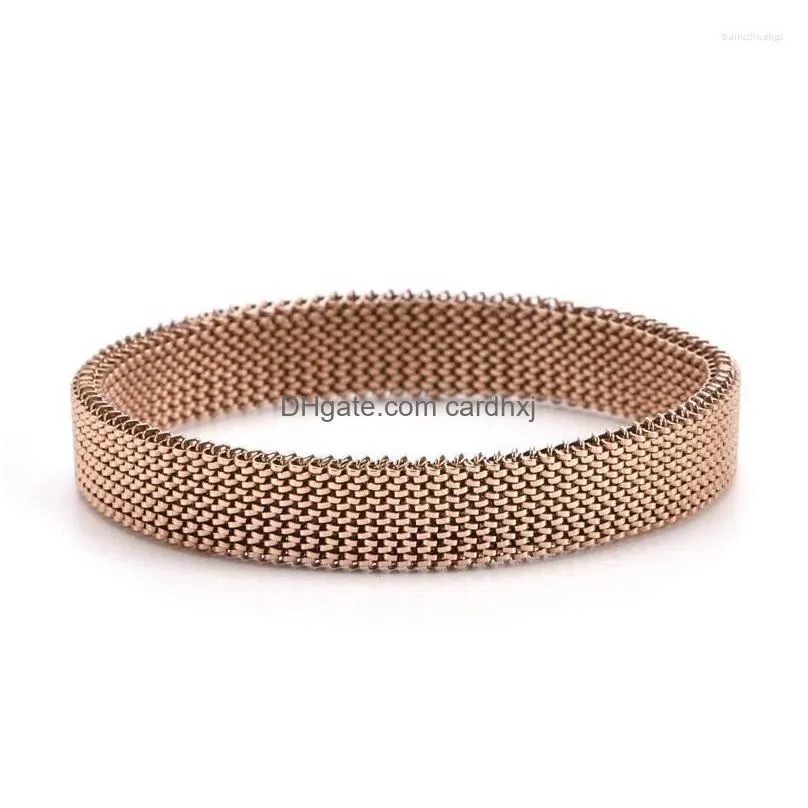 Bangle High Quality Fashion Colorf Stainless Steel Elastic Stretch Mesh Charm Bracelets For Men Women Jewelry Gift Drop Delivery Dhbn1