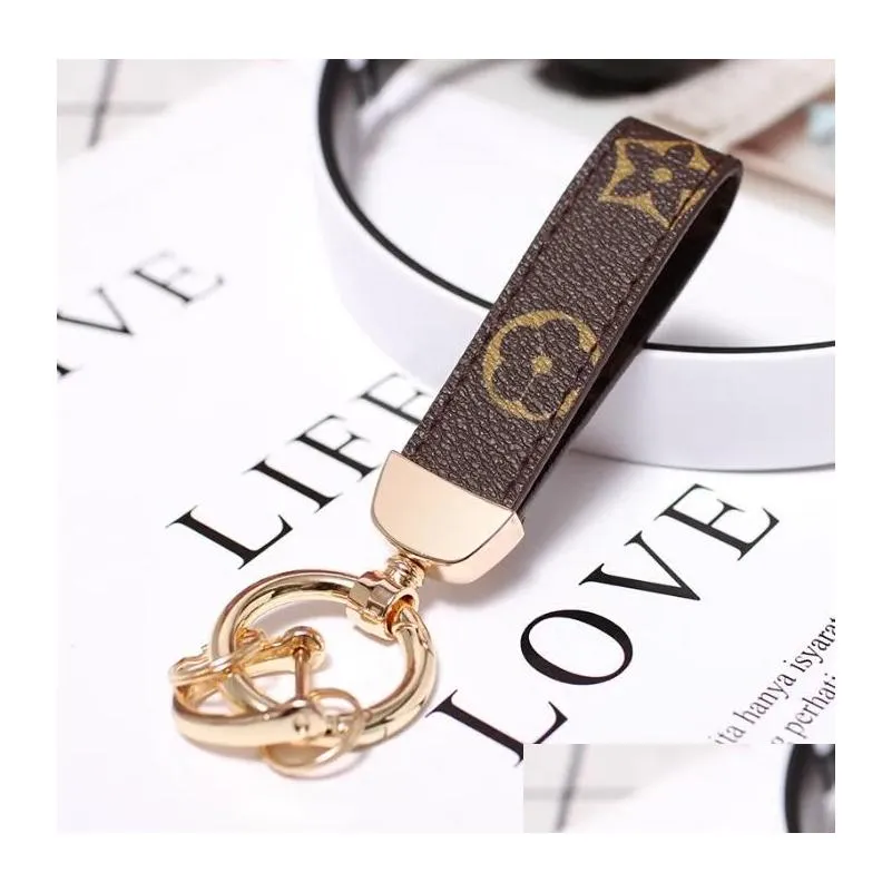 Key Rings Fashion Pu Leather Designer Chain Buckle Lovers Car Handmade Keychains Men Women Bag Pendant Accessories Christmas Party D Dhi84