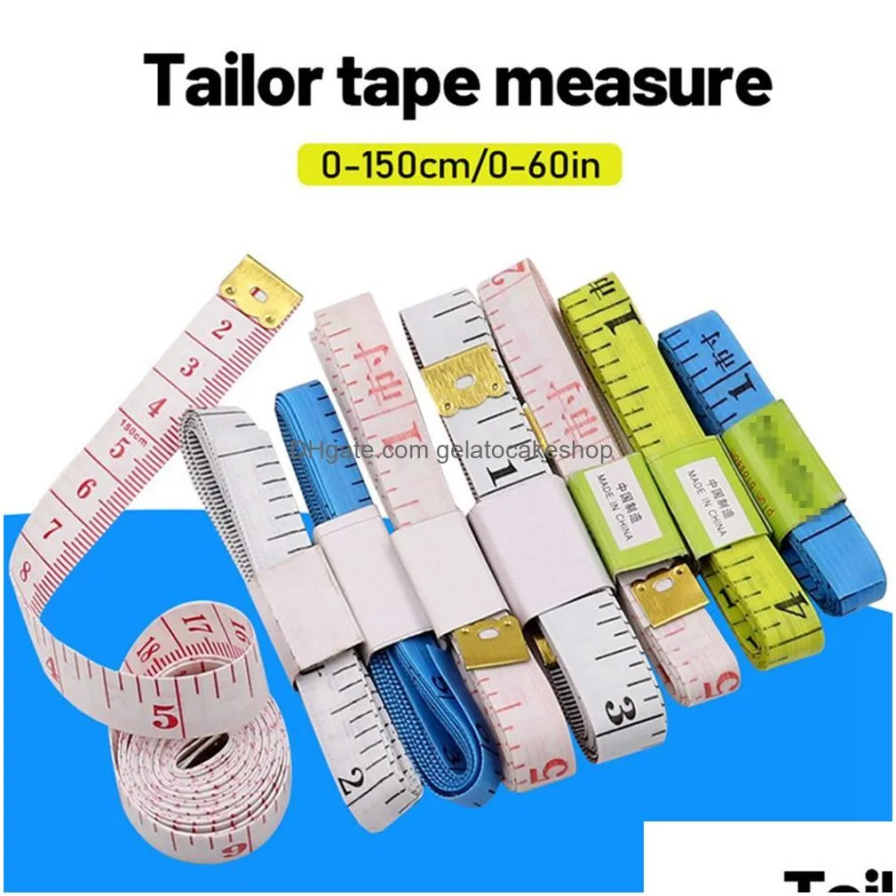 wholesale 3000pcs 60 inches 1.5m soft tape measures 1.3x150cm sewing measuring tapes inch/centimetre display sew tailor body rulers ruler measure dhs/fedex