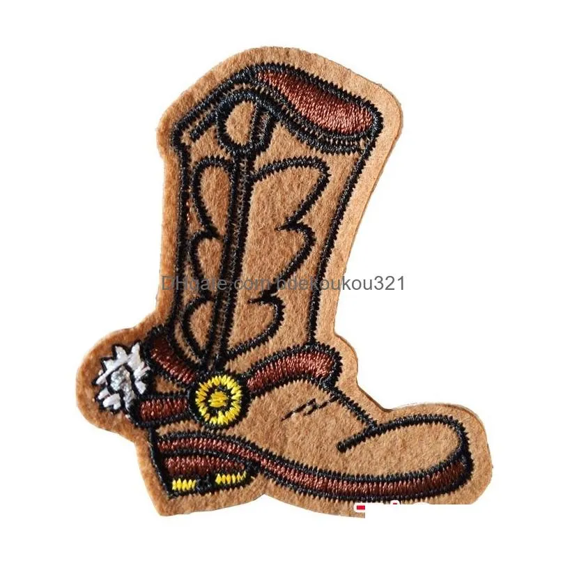 Sewing Notions & Tools Cartoon Boots Iron On Es Colorf Wester Long Boot Embroidered Applique Sew For Clothing Jeand Jacket Hat Backpa Dhyck