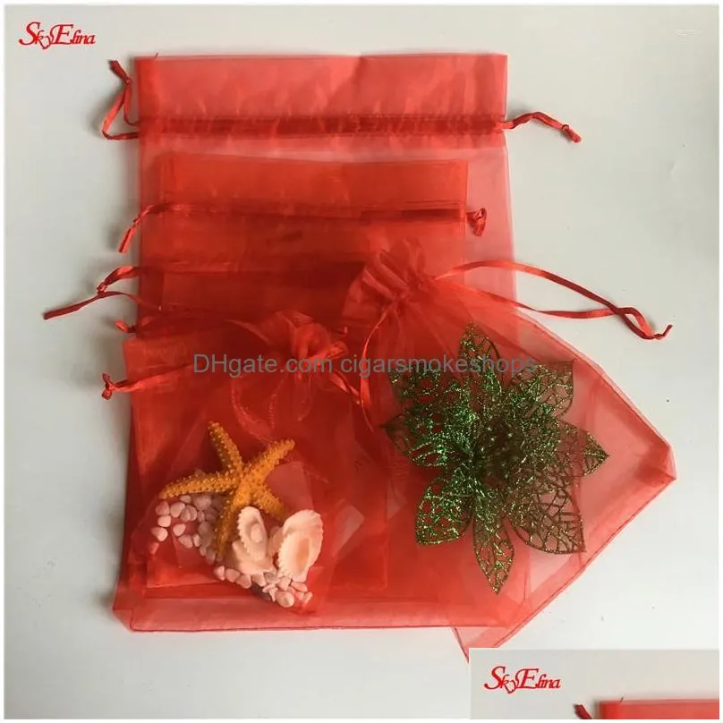 Gift Wrap 50Pcs Jewelry Bag Organza Bags Packaging Transparent Party Dable Wedding Pouches Present Jewel Candy Thank You 7Sizes 5Z Dr Dh7F6