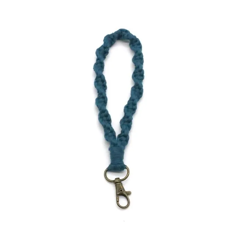 Keychains Lanyards Boho Bag Accessories Rame Wristlet Wrist Lanyard Strap Keyring Bracelet Assorted Color Rames Braided Key Drop De Dh5Rz