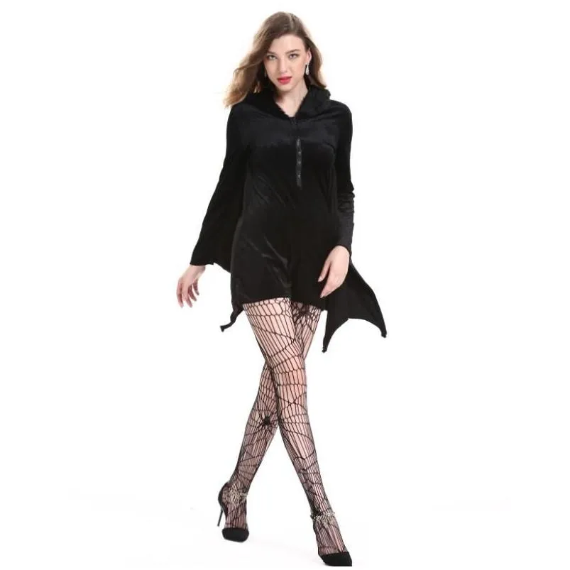 New Women`s Jumpsuits Women Vampire Bat Costume Adult Cosplay Jumpsuit Halloween Fancy Dress Outfit Masquerade Party