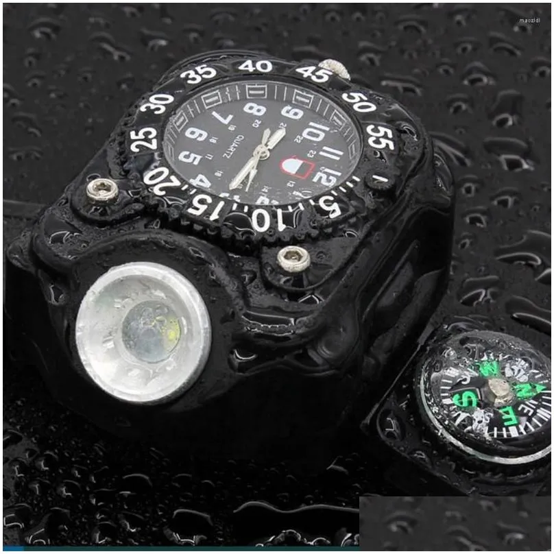 Flashlights Torches Outdoor Watch Tactical Rechargeable LED Wristlight Waterproof Wrist Lighting Lamp With Compass