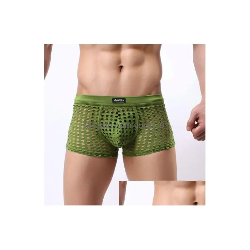 Underpants Underwear Men Fashion Boxers Shorts Man Cute Mesh Boxer Boys Y Panties Gay Male Short Mens Under Wear Fishnet Drop Deliver Dhhwc