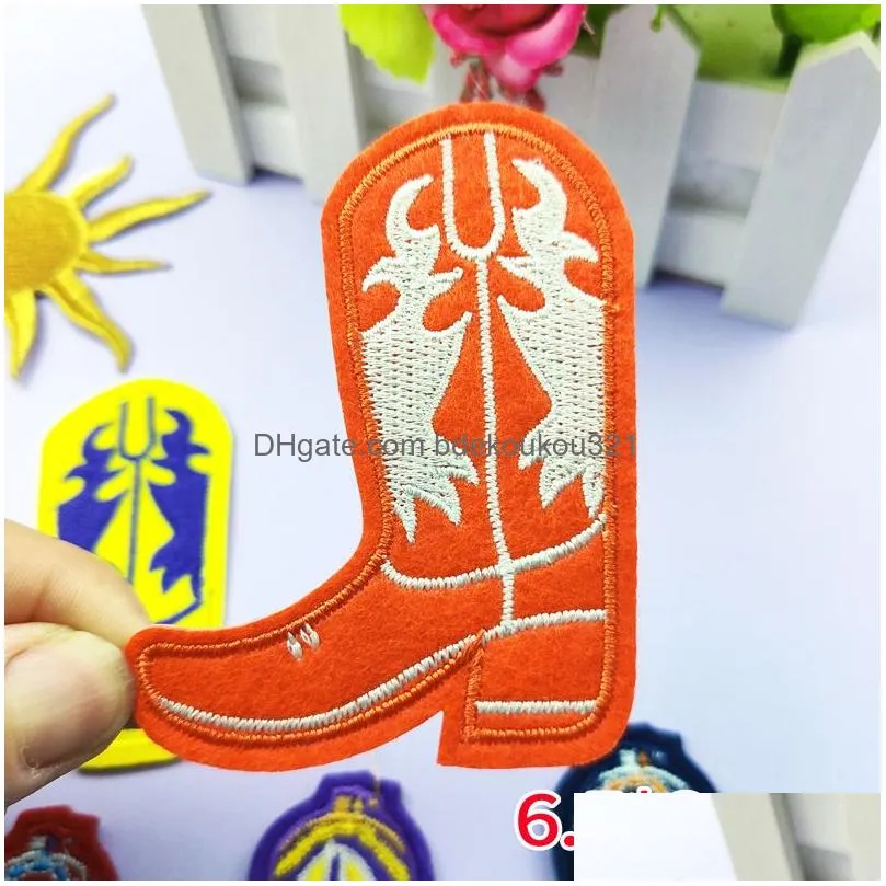 Sewing Notions & Tools Cartoon Boots Iron On Es Colorf Wester Long Boot Embroidered Applique Sew For Clothing Jeand Jacket Hat Backpa Dhyck