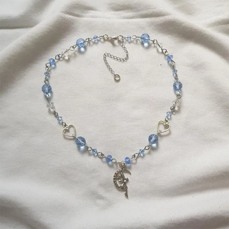 Pendant Necklaces Pretty Blue Fairy Necklace Cottagecore Beautiful Handmade Fairycore Goblincore Y2k Gift Present Magic