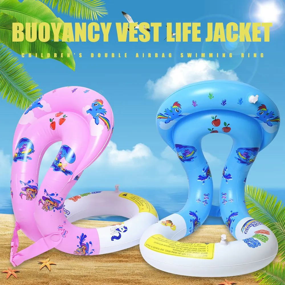 Inflatable Floats tubes Children`S Inflatable Jacket Baby Floating Kids Safety Life Vest Floating Swimsuit Buoyancy Swimming Vest For Drifting Boating