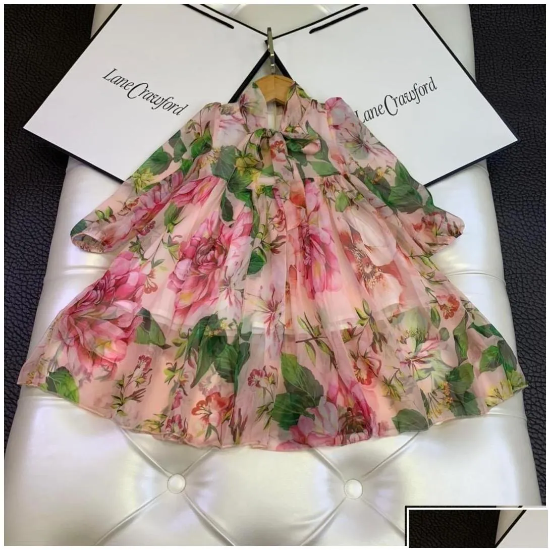 girls dresses summer baby flowers dress spring kids girls bow long sleeve sweet children clothes tops drop delivery maternity clothi