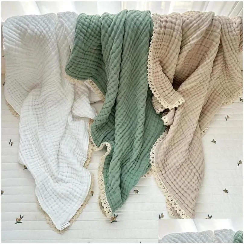 Blankets Soft And Comfy Baby Blanket With 6 Layers Of Muslin Lace Perfect For Swaddling Car Seat Cover Or Poshoot Props