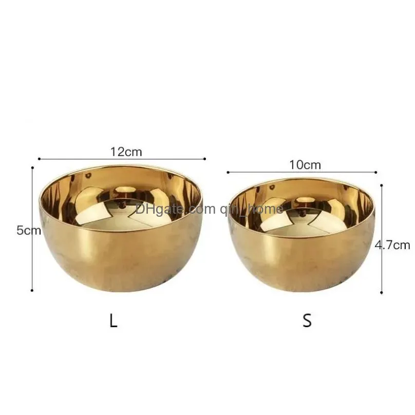 304 stainless steel bowls golden/silver double-layer insulated kitchen tableware soup sauce rice noodle ramen food container 1pc