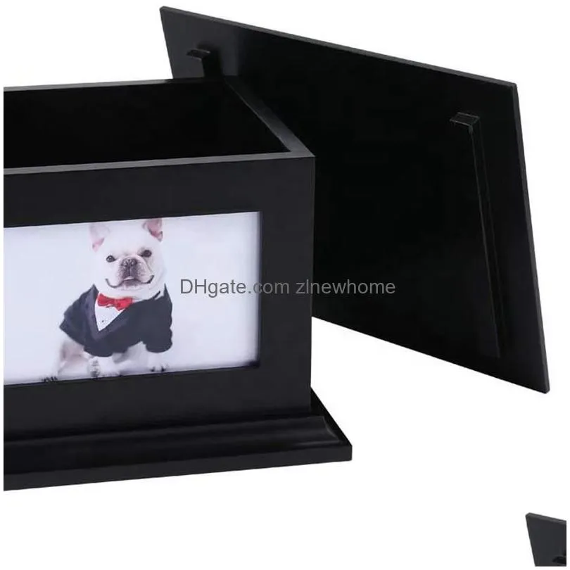 Other Dog Supplies Pet Memorial Urns For Dogs Or Cats Ashes Solid Wooden Funeral Burial With Po Frame  Handmade Cremation Kee Dhgw3