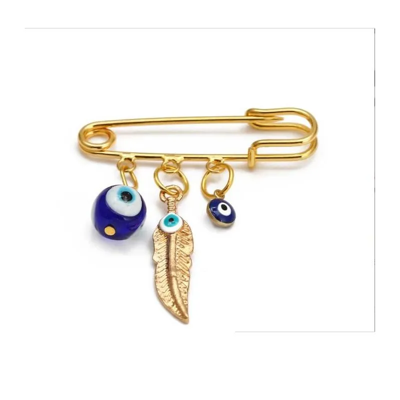 Pins Brooches Lucky Eye Blue Turkish Evil Eyes Pin For Women Men Drop Oil Flower Crown Star Hamsa Hand Charm Fashion Jewelry Deliver Dhxd7