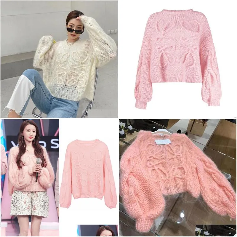 Vintage Women`s Sweaters Korean Fashion Lantern Sleeve Soft Mohair O Neck Sweater Women Autumn Spring Pullover Long Knit Top Clothe13
