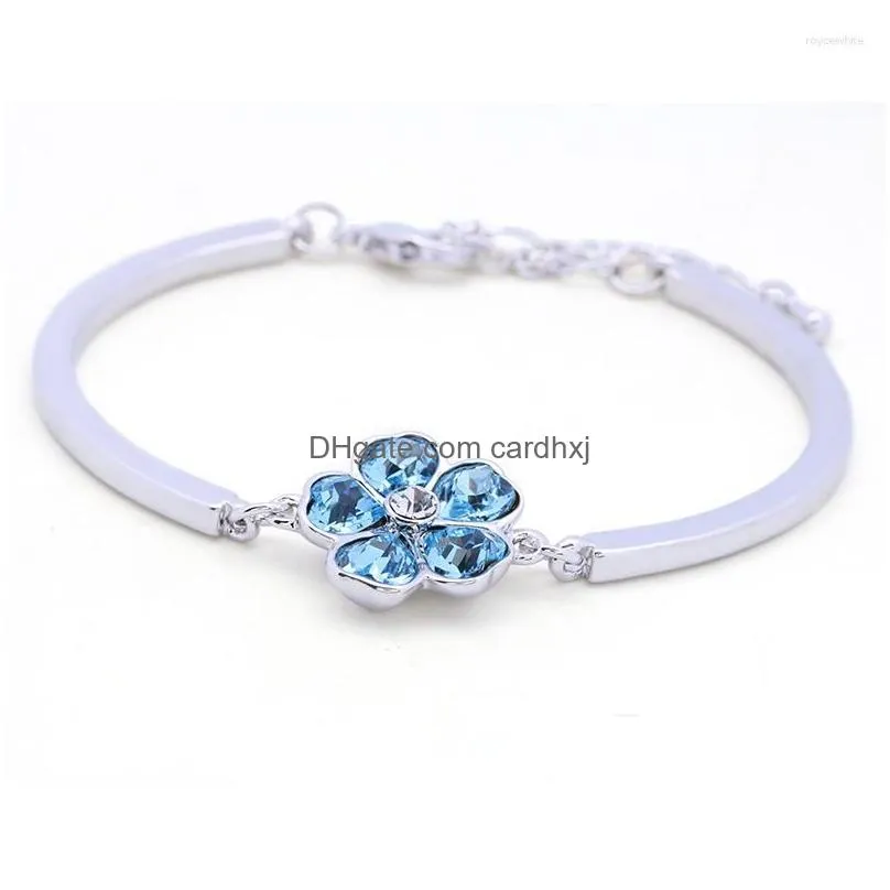 Bangle Bn-00058 Crystal Flower Cuff Bracelets Sier Plated Jewlery For Women Accessories Cute Bracelet Graduation 2023 Drop Delivery Dhcbu