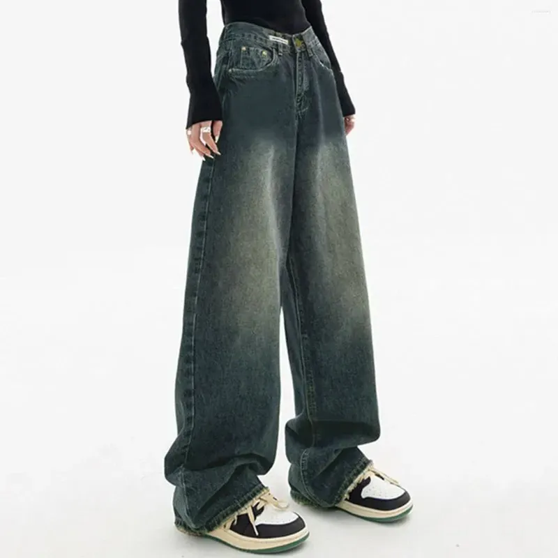 Women`s Jeans Trendy Jean Jacket Women Baggy Trousers With High Waist E Girl Style Streetwear Fashion Vintage Denim Loose Straight
