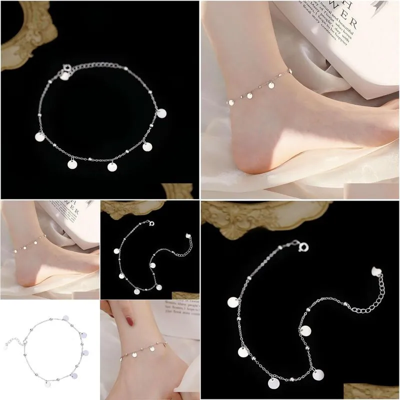 Pure Silver Round Ankle Bracelet for Women in