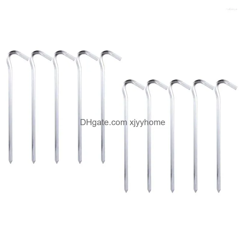 Garden Decorations 12 Pcs Tent Pegs Outdoor Accessory Nails Cam Safety Stakes Tralight Tarp Thicken Anti-Rust Accessories Fixing Drop Dhy7F