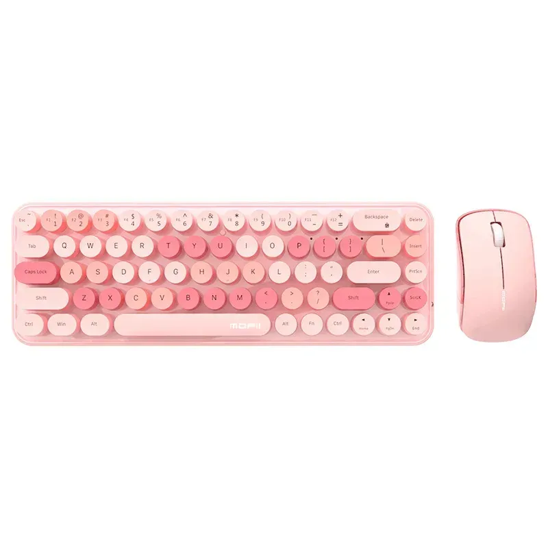 Combos Cute 2.4G Wireless Quiet Mini Keyboard Mouse Combos Set Portable 68 Key Macarone Pink Purple Green For Tablet ipad PC Laptop