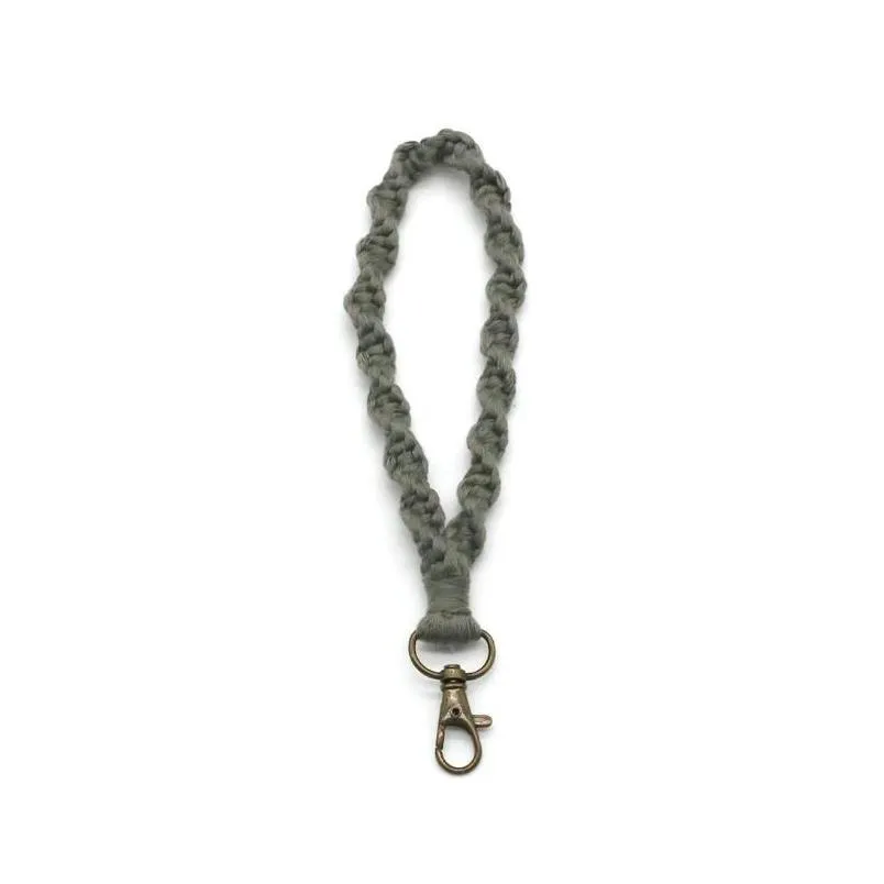 Keychains Lanyards Boho Bag Accessories Rame Wristlet Wrist Lanyard Strap Keyring Bracelet Assorted Color Rames Braided Key Drop De Dh5Rz