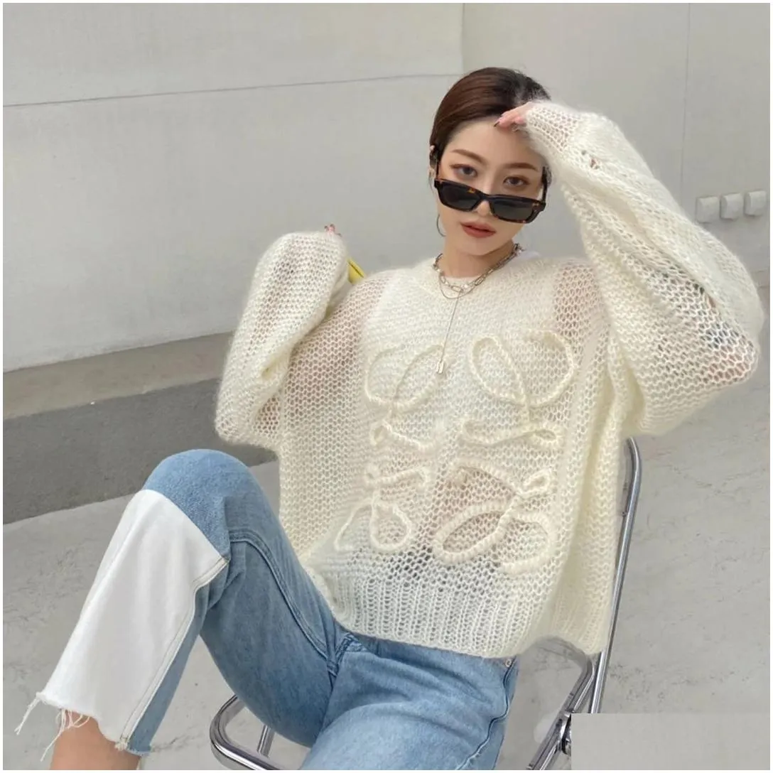 Vintage Women`s Sweaters Korean Fashion Lantern Sleeve Soft Mohair O Neck Sweater Women Autumn Spring Pullover Long Knit Top Clothe13