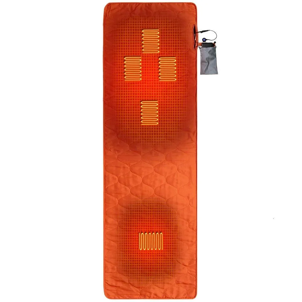 usb rechargeable outdoor usb heating sleeping mat with storage bag 3 heat levels sleeping bag mattress for hiking tent traveling