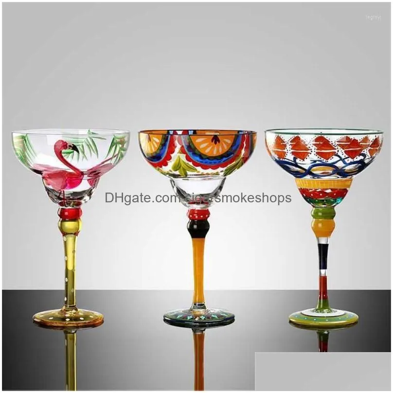 Wine Glasses Creative Margarita 270Ml Handmade Colorf Cocktail Cup Europe Goblet Champagne Bar Party Home Drinkware Drop Delivery Dhir3