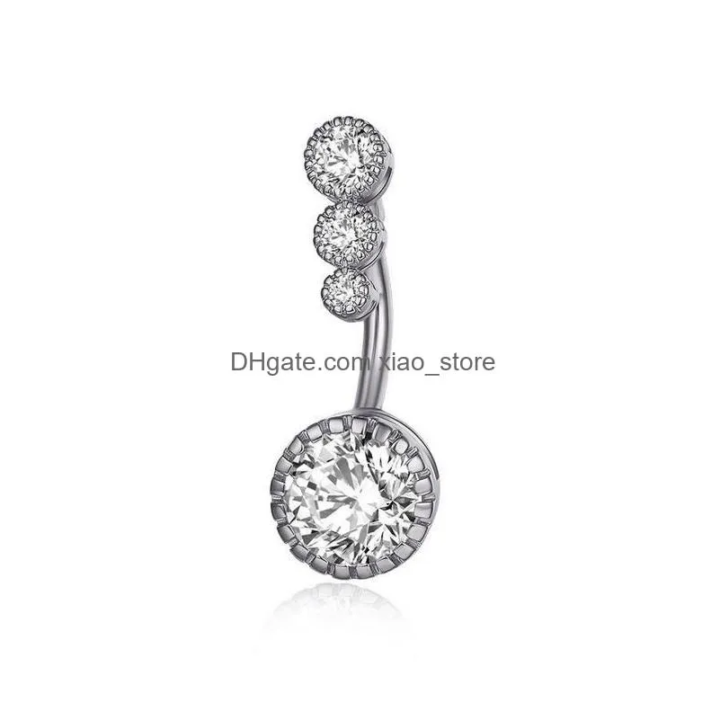 diamond dangle belly bars navel bell button ring crystal flower shape body jewelry navel piercing rings