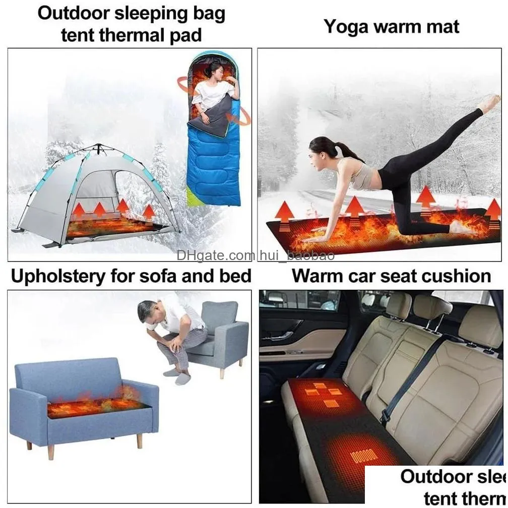 outdoor usb heating sleeping mat 5 heating zones adjustable temperature electric heated pad for camping tent mat 198x60mm 240223