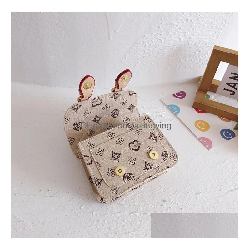 girls love heart printed handbags kids double buckles square messenger bag women single shoulder bags