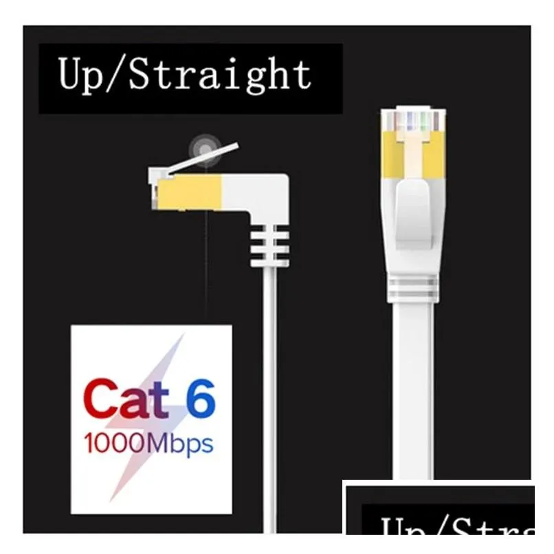 Cases 90 Degree Cat6 Flat Ethernet Cable 1000mbps 250mhz Cat6 Rj45 Networking Ethernet Patch Cord Lan Cable for Computer Router Laptop