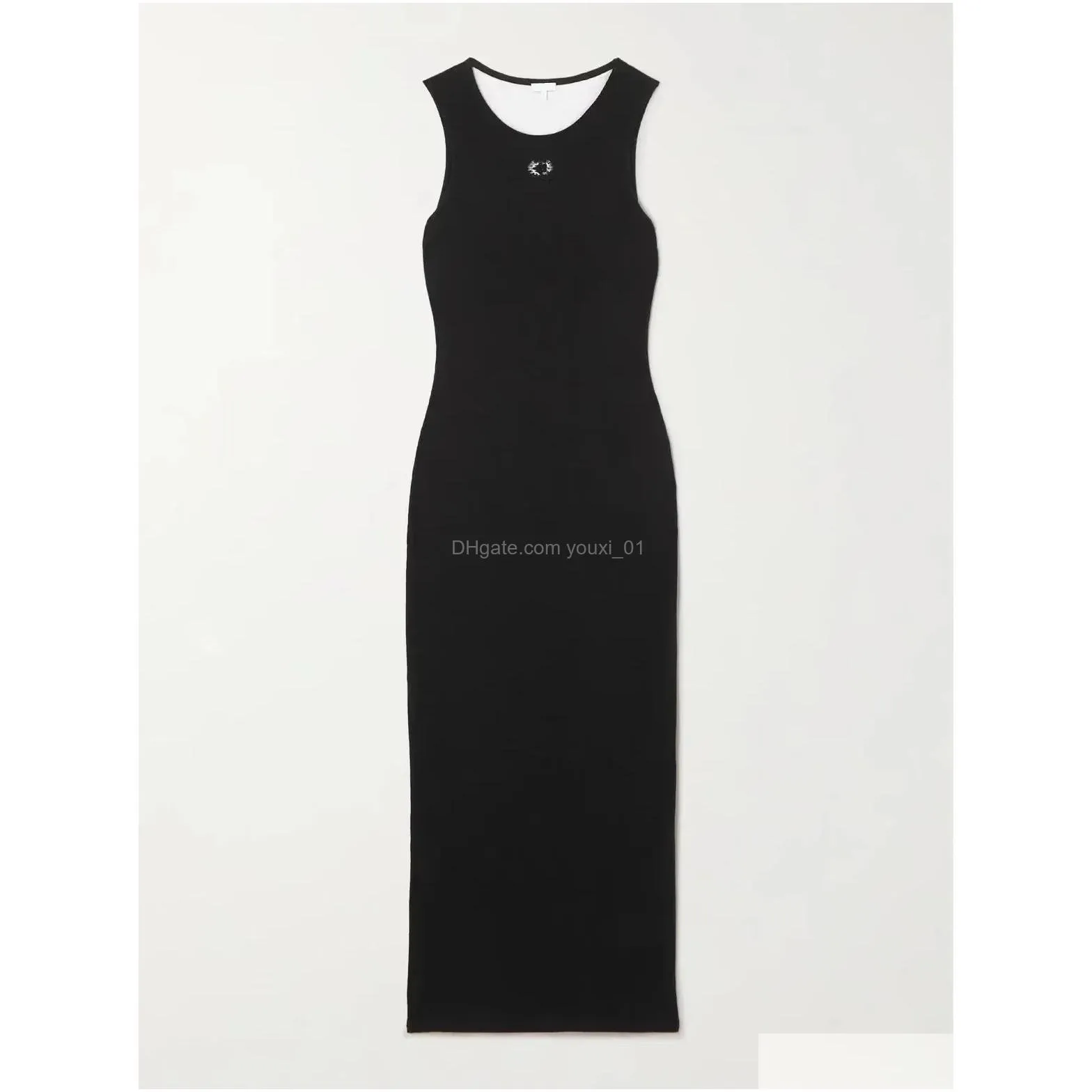 Basic & Casual Dresses Women Anagram Maxi Tank Dress Top In Ribbed Blend Cotton Knit Jersey With An Embroidered Drop Delivery Apparel Dhiza