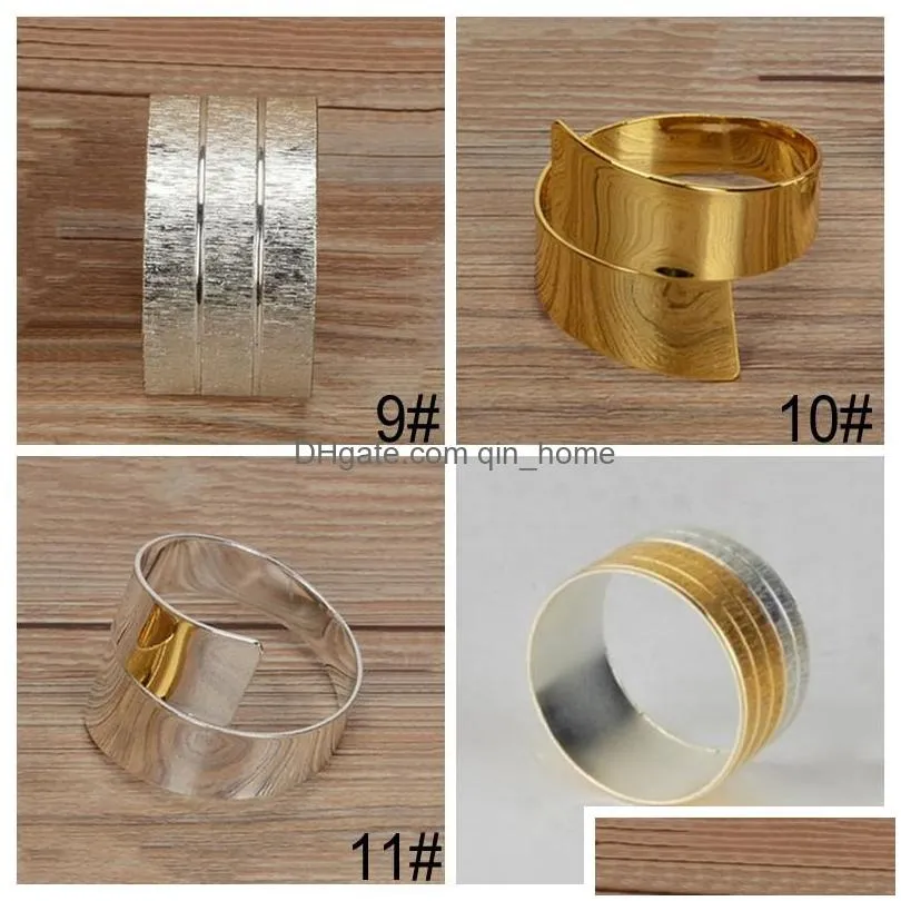 gold silver napkin ring stainless steel napkins buckle el wedding table decoration towels decor hollow out rings llf8599