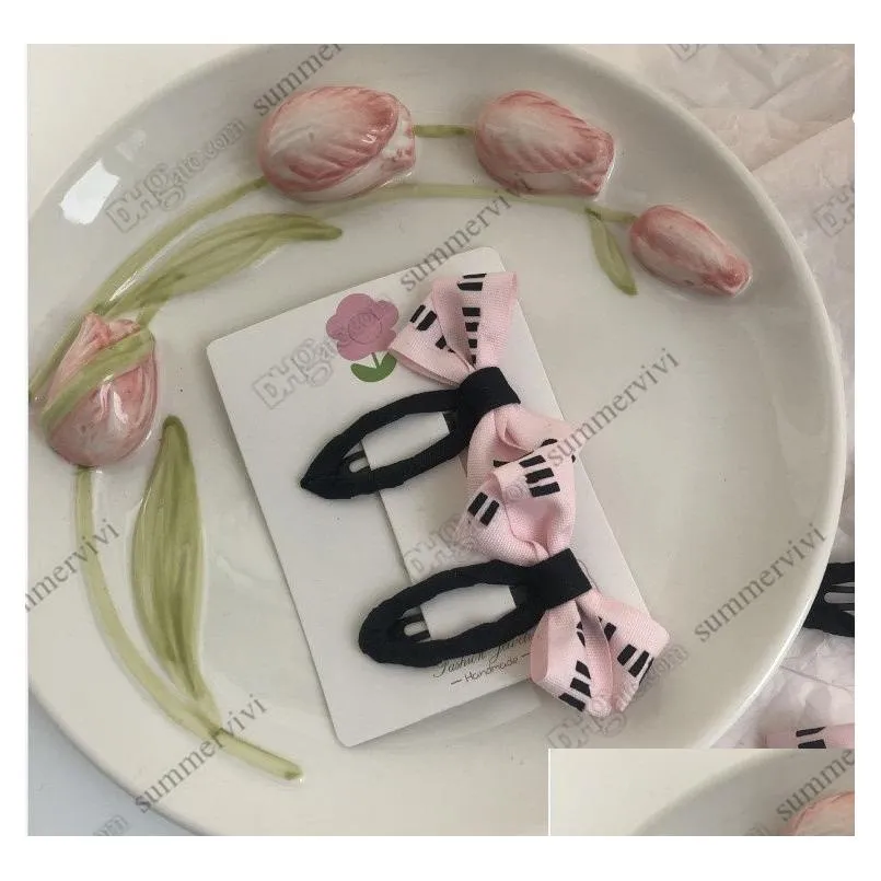 Luxury Girls handmade Bows BB hairpins kids letter printed Bow princess barrettes Baby birthday party hair accessories Z2887
