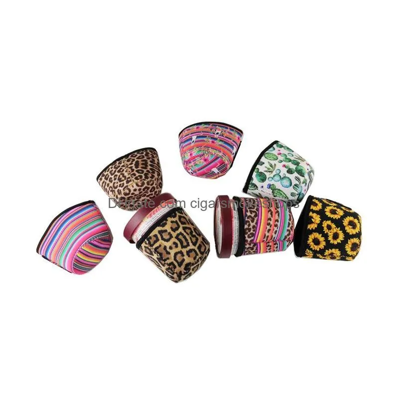 Ice Cream Tools Holder Neoprene Cup Cooler Bags Leopard Tie Dyeing Coffee Sleeve With Spoon Holders 6 Design Drop Delivery Home Garden Dhavz