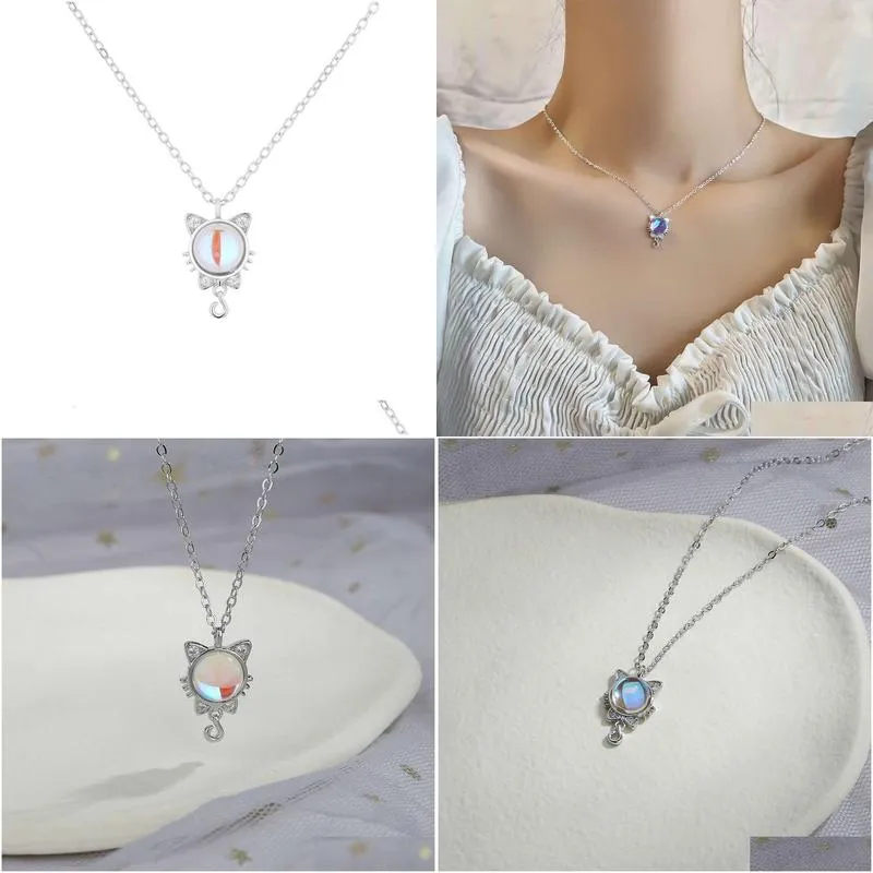 Colorful Moonlight Stone Bow Necklace New Trendy