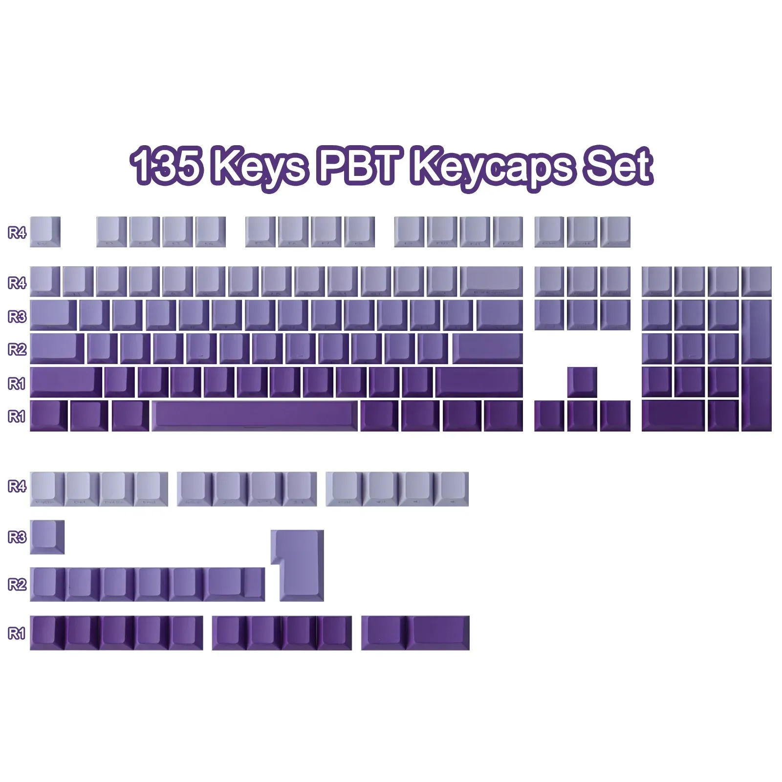 Accessories Purple Gradient Keycaps cherry Profile Backlit Transparent Keycap PBT Side Print Keycap For MX Switch GK61 87 104 Keyboard