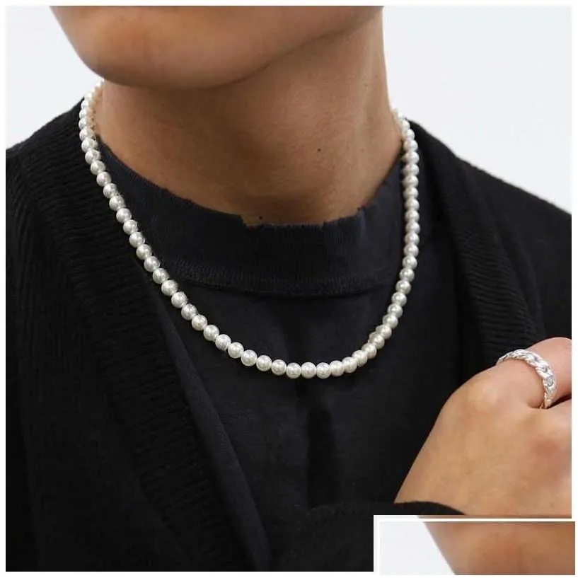 Pendant Necklaces Pearl Necklace Men Simple Handmade Strand Bead Choker 2022 Trendy Jewelry For Women Girls Wedding Banquet Drop Del