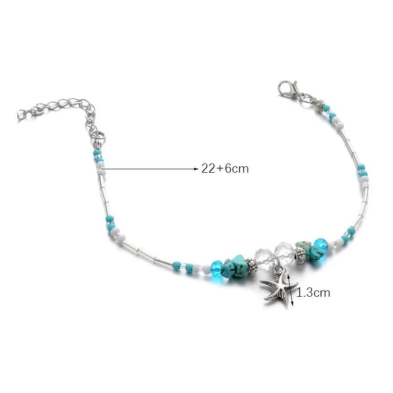 Fashion simple trend handmade alloy Crystal Starfish beach Anklet