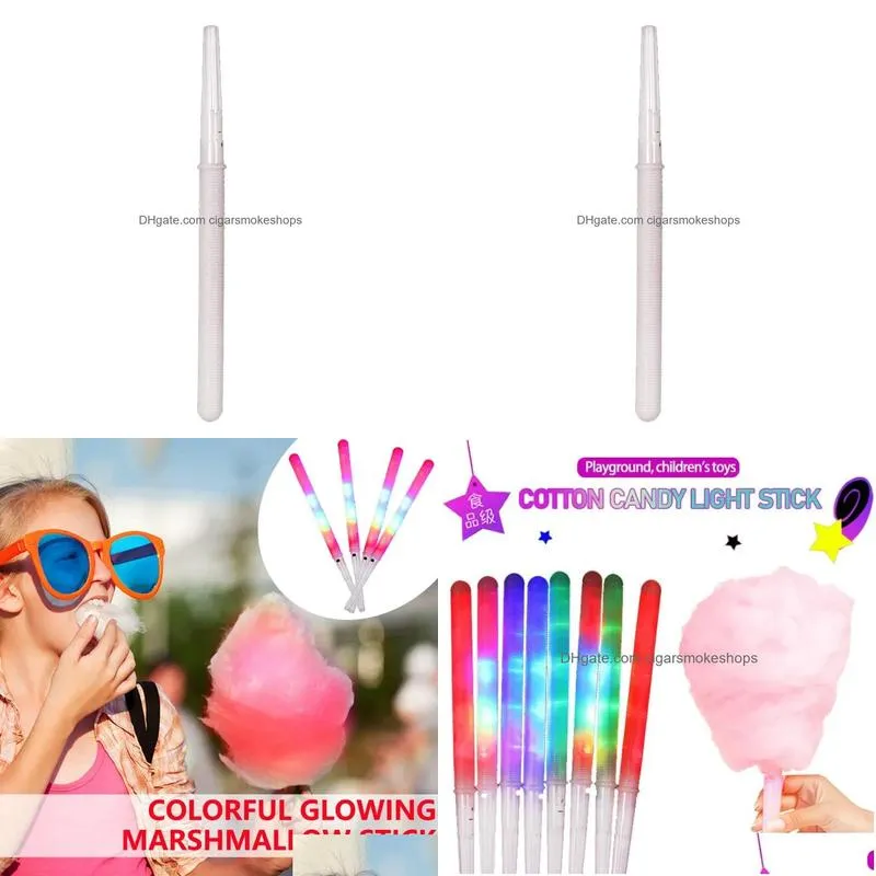 Party Decoration Non-Disposable Food-Grade Light Cotton Candy Cones Colorf Glowing Luminous Marshmallow Sticks Flashing Key Christmas Dhftc