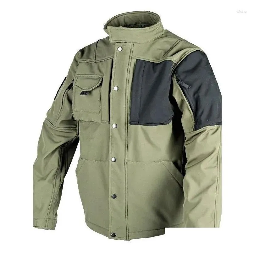 Hunting Jackets Tactical Mens Autumn And Winter Suit Sharkskin Outdoor Fleece Jacket Special Soldier Thickened Warm Clothing Drop Deli