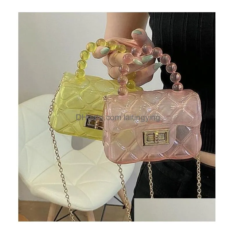 cute jelly baby handbag high quality colorful children pearl bag girls purse 10 colors choose