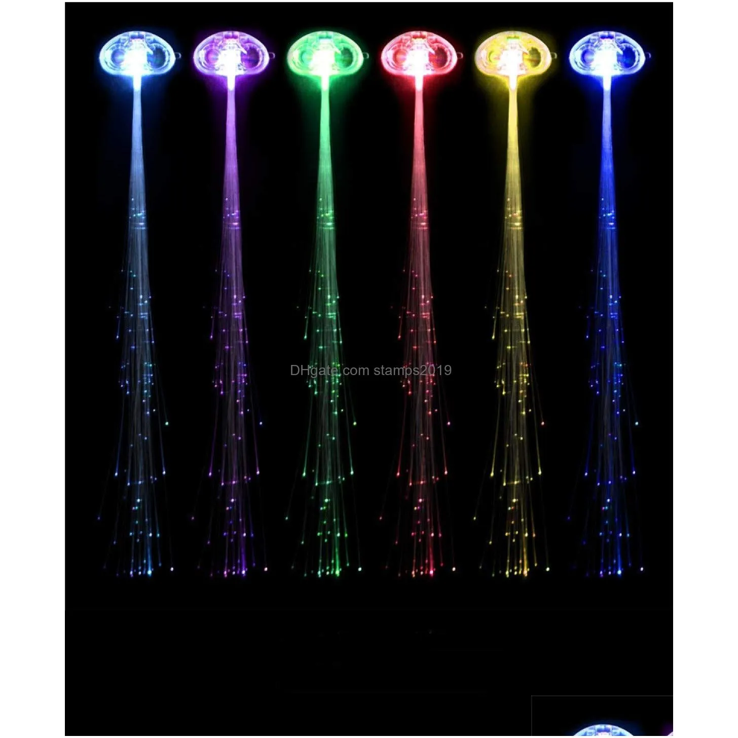 led light-up fiber hair optic hair barrettes extensions light flashing hair braid clips for party favors festival party bar concert