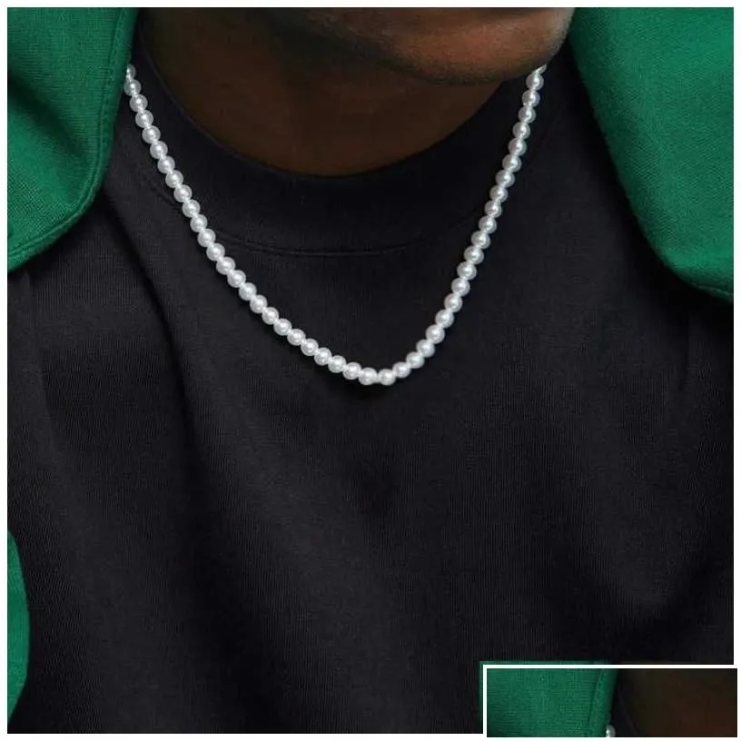 Pendant Necklaces Pearl Necklace Men Simple Handmade Strand Bead Choker 2022 Trendy Jewelry For Women Girls Wedding Banquet Drop Del