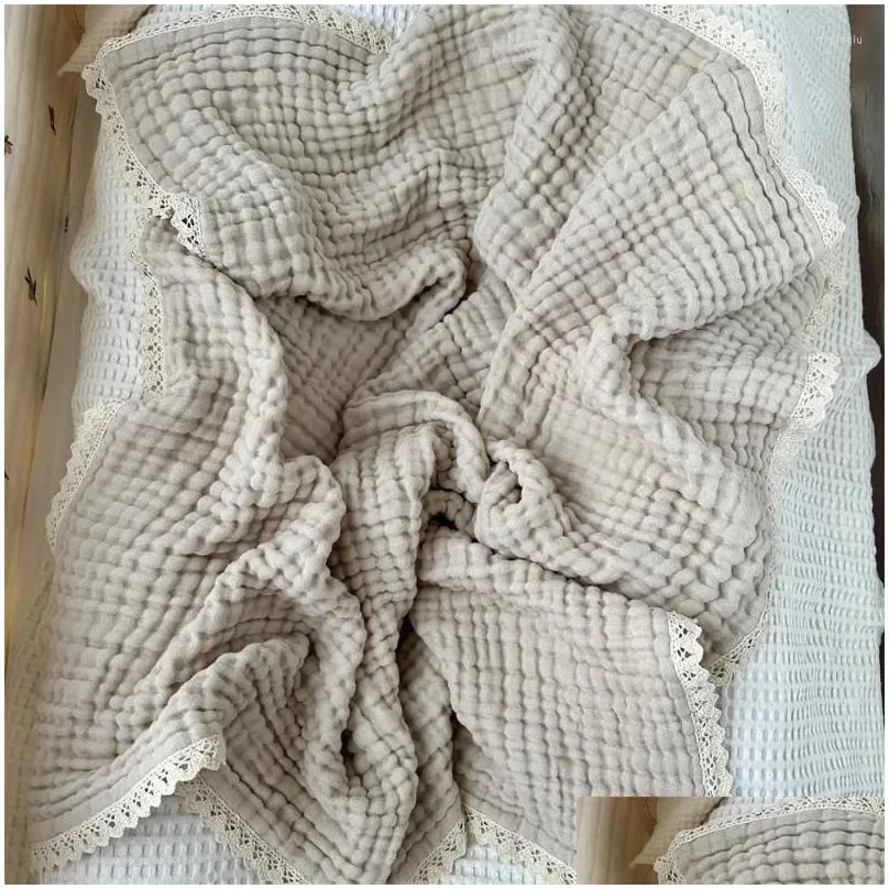 Blankets Soft And Comfy Baby Blanket With 6 Layers Of Muslin Lace Perfect For Swaddling Car Seat Cover Or Poshoot Props