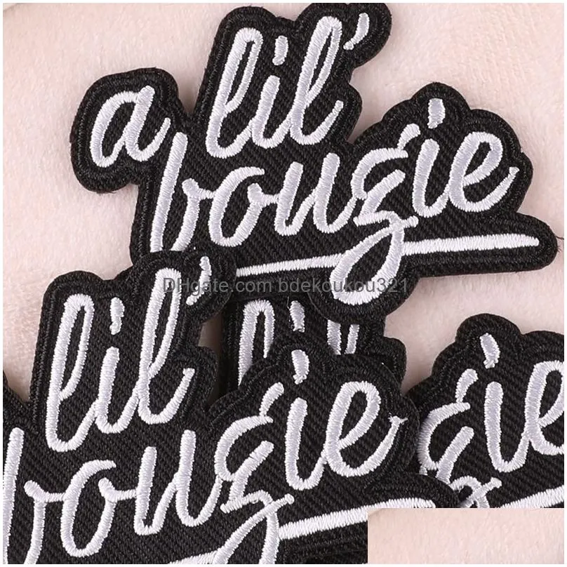 Sewing Notions & Tools Iron On Letter Es Notion Black And White A Lil Bougie Alphabet Embroidered Decorative Sew Applique For Clothes Dhd6E