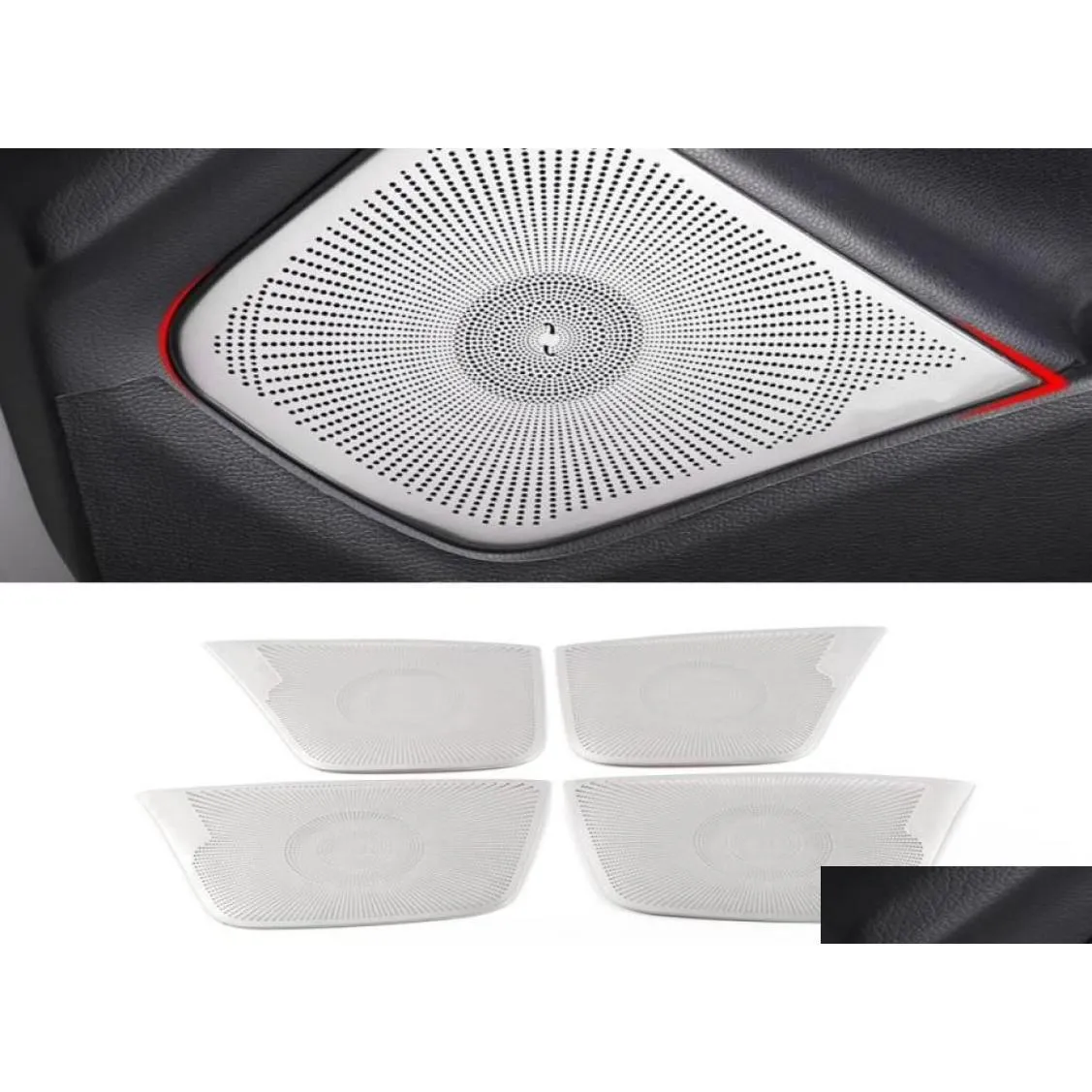 for mercedesbenz cla c117 20162018 car door loudspeaker sound chrome pad speaker cover trim frame sticker interior