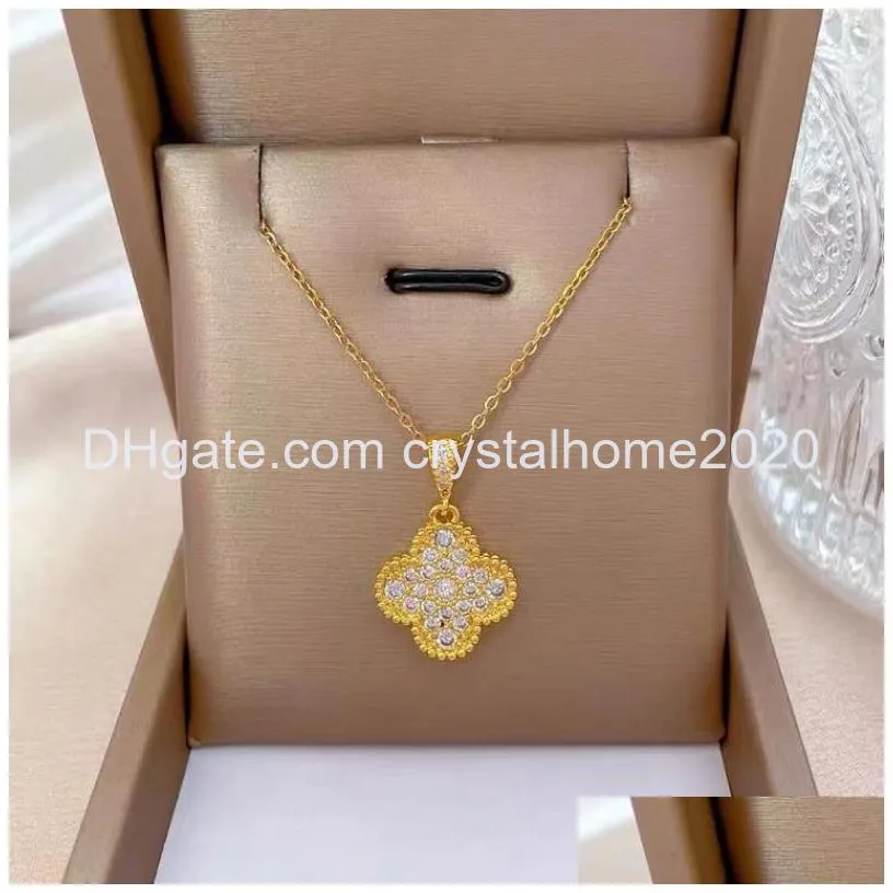 Pendant Necklaces Ins Style Clover Necklace Gold Stainless Steel Jewelry For Women Drop Delivery Pendants Othbr