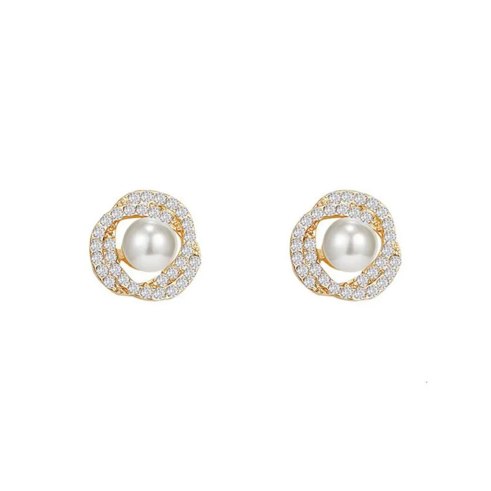 Korean Exquisite Small Pearl Earrings, Light Zircon Stone, High Quality Elegance, Versatile and Simple Earrings for Commuting Women